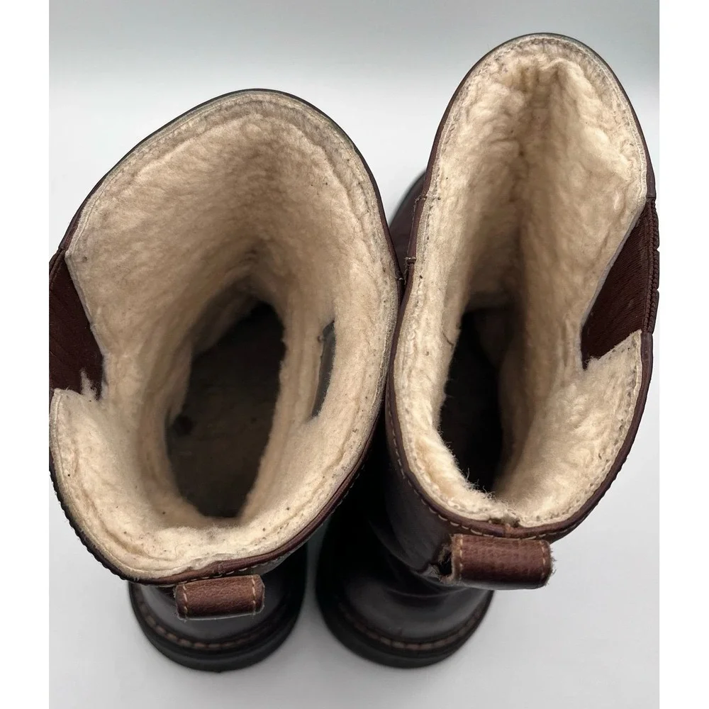 Cole Haan Mens 9M Brown‎ Leather Waterproof Boots Nike Air Sole Shearling Lined